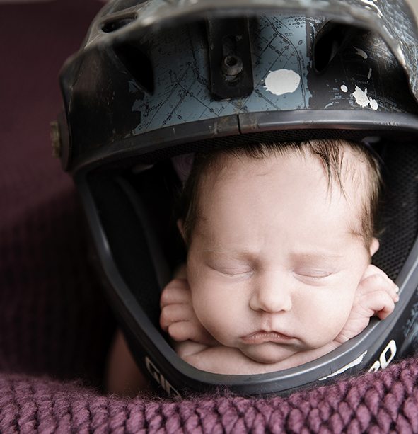 newborn motorcycle helmet photography melbourne