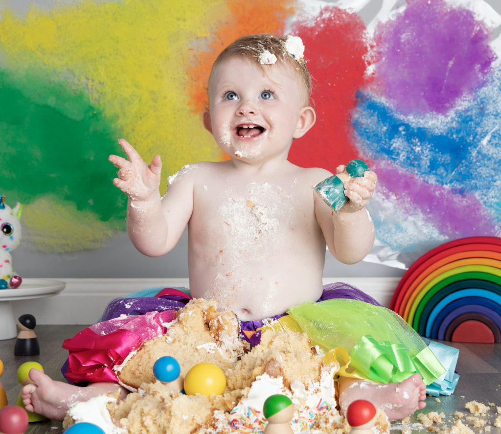 cute baby girl rainbow toys cake smash melbourne