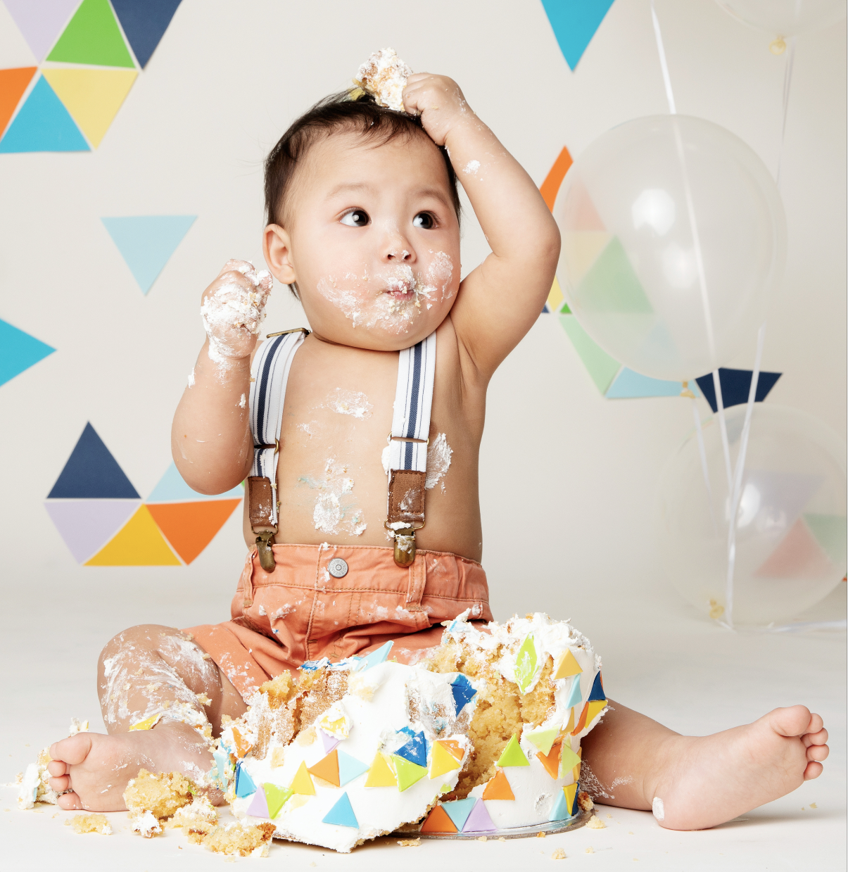 chubby baby colourful geometric cake smash photography melbourne