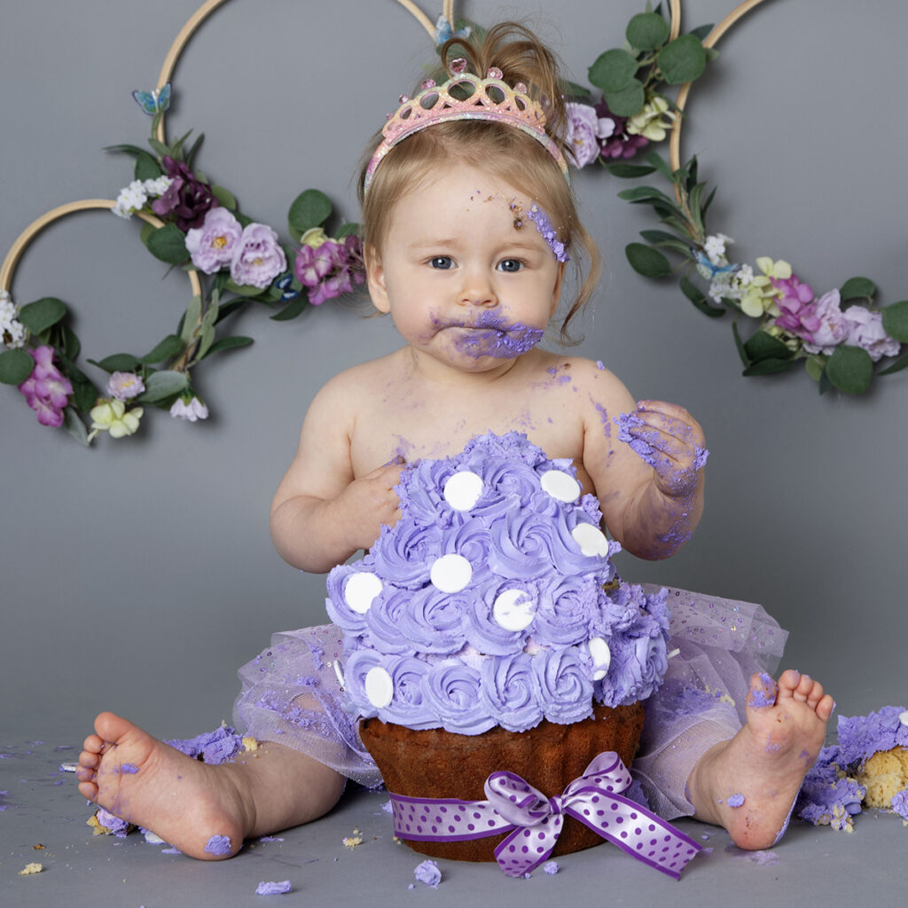 purple princess cake smash